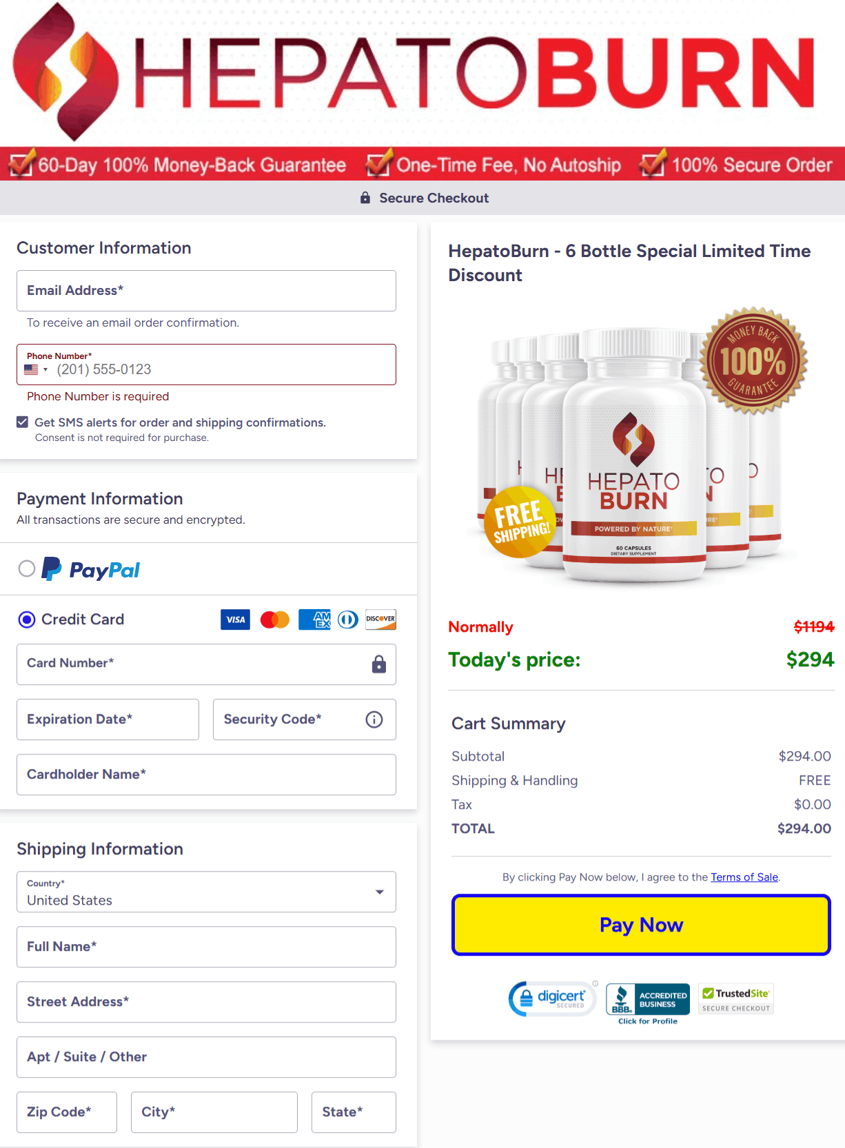 HepatoBurn  Checkout page